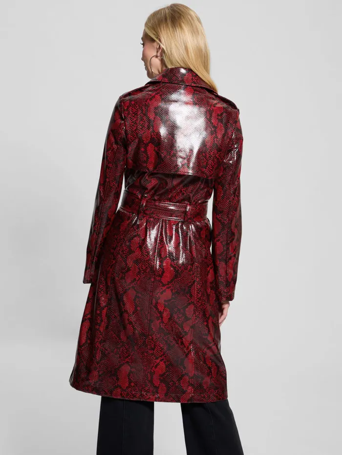 GUESS Jackets and Coats Briana FauxLeather Trench Coat Red 8211 Women