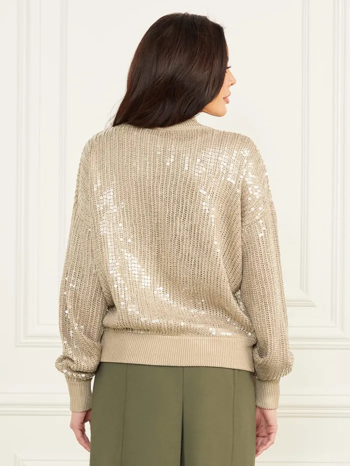GUESS Jackets and Coats Claudia Sequins Sweater Jacket Neutral 8211 Women