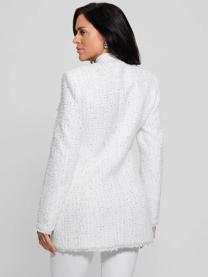 GUESS Jackets and Coats Eco Noelie Tweed Jacket White 8211 Women