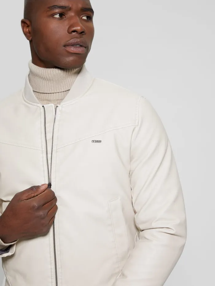 GUESS Jackets and Coats FauxLeather Aviator Jacket White 8211 Men