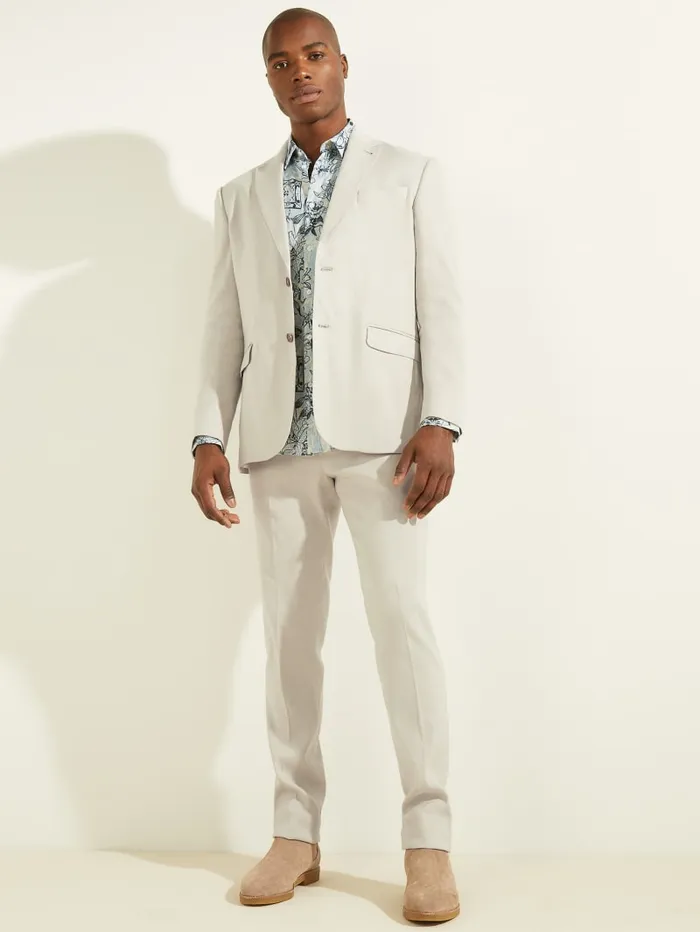 GUESS Jackets and Coats LinenBlend Single Breasted Blazer Beige 8211 Men