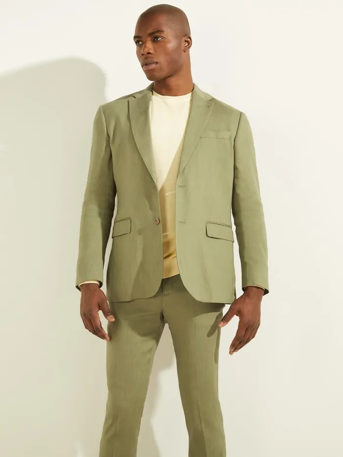 GUESS Jackets and Coats LinenBlend Single Breasted Blazer Beige 8211 Men