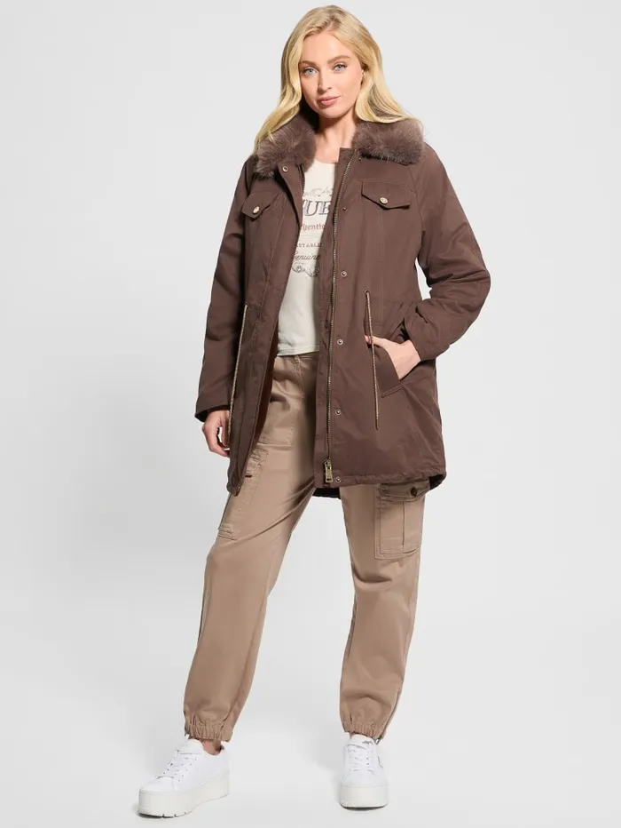 GUESS Jackets and Coats Lucia Parka Brown 8211 Women