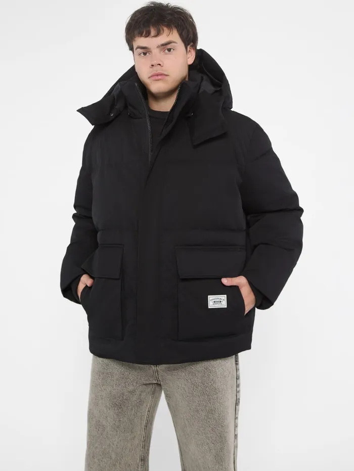GUESS Jackets and Coats Originals Twill Puffer Parka Black 8211 Men