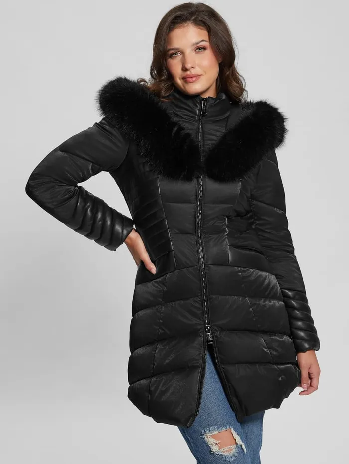 GUESS Jackets and Coats Oxana Hooded Puffer Coat Red 8211 Women