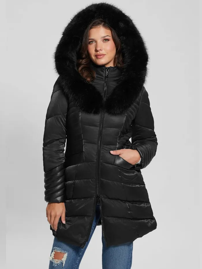 GUESS Jackets and Coats Oxana Hooded Puffer Coat Red 8211 Women