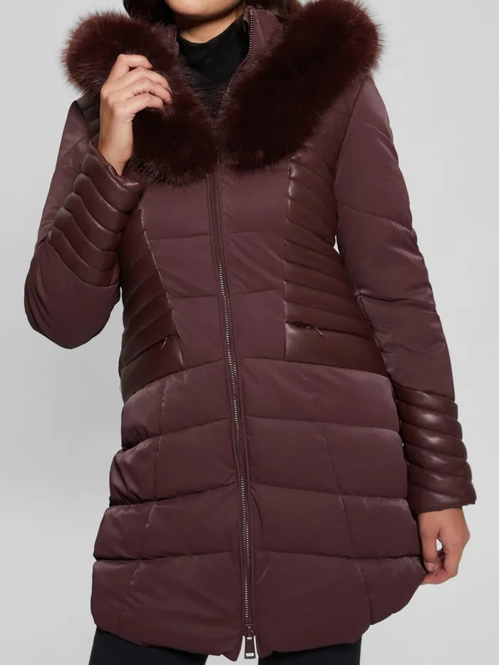 GUESS Jackets and Coats Oxana Hooded Puffer Coat Red 8211 Women