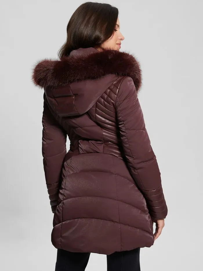 GUESS Jackets and Coats Oxana Hooded Puffer Coat Red 8211 Women