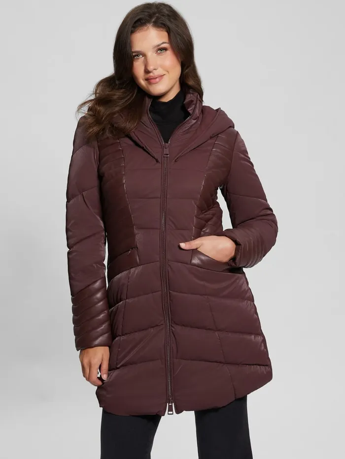 GUESS Jackets and Coats Oxana Hooded Puffer Coat Red 8211 Women