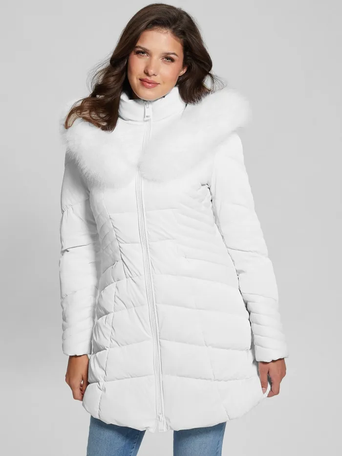 GUESS Jackets and Coats Oxana Hooded Puffer Coat Red 8211 Women