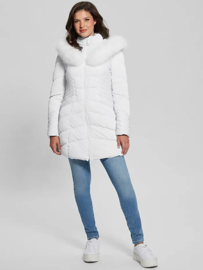 GUESS Jackets and Coats Oxana Hooded Puffer Coat Red 8211 Women