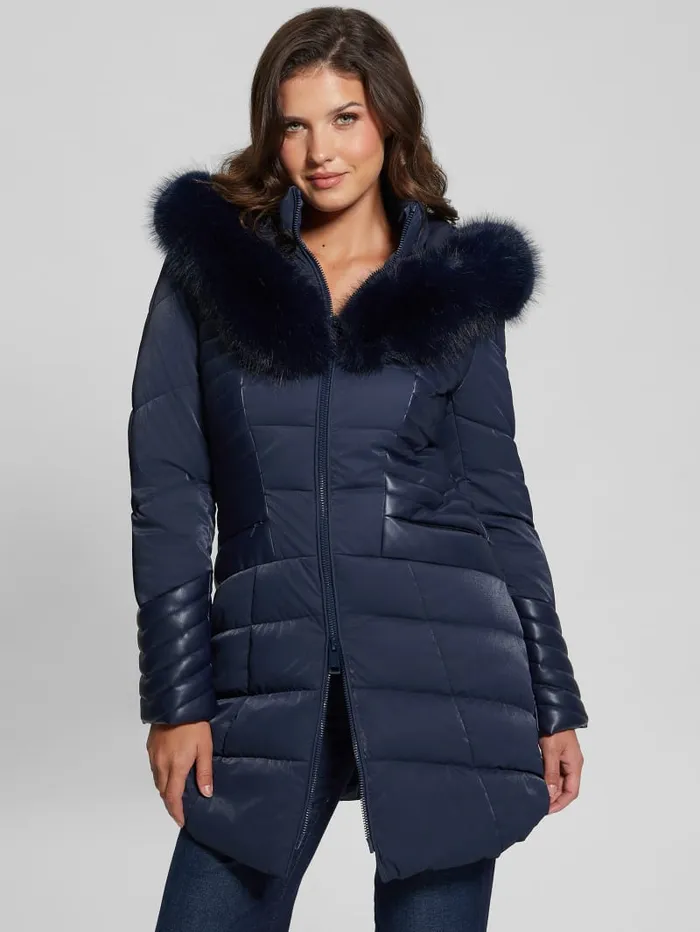 GUESS Jackets and Coats Oxana Hooded Puffer Coat Red 8211 Women