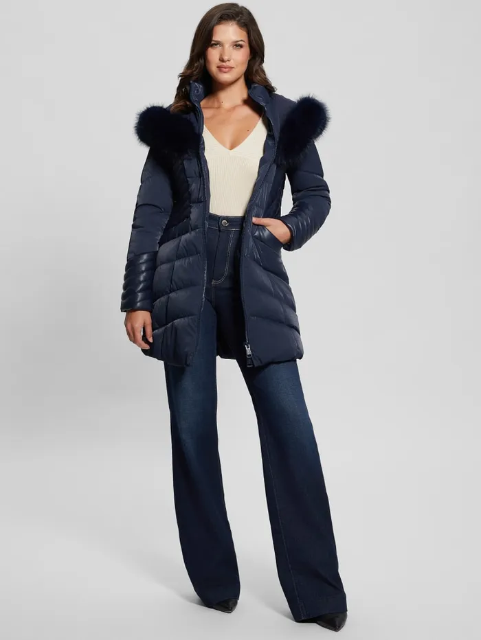 GUESS Jackets and Coats Oxana Hooded Puffer Coat Red 8211 Women