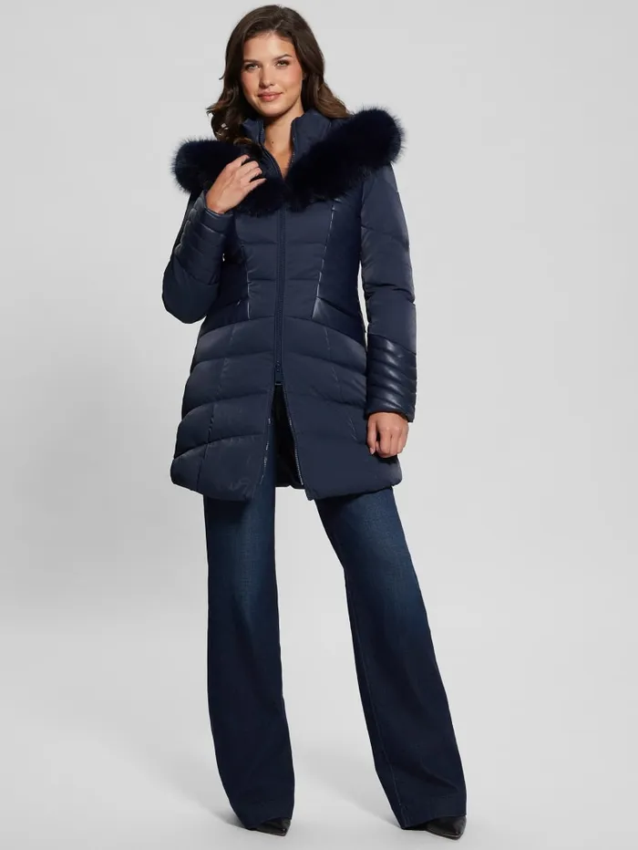 GUESS Jackets and Coats Oxana Hooded Puffer Coat Red 8211 Women