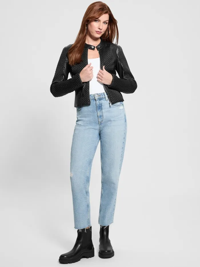 GUESS Jackets and Coats Rivers FauxLeather Moto Jacket Black 8211 Women