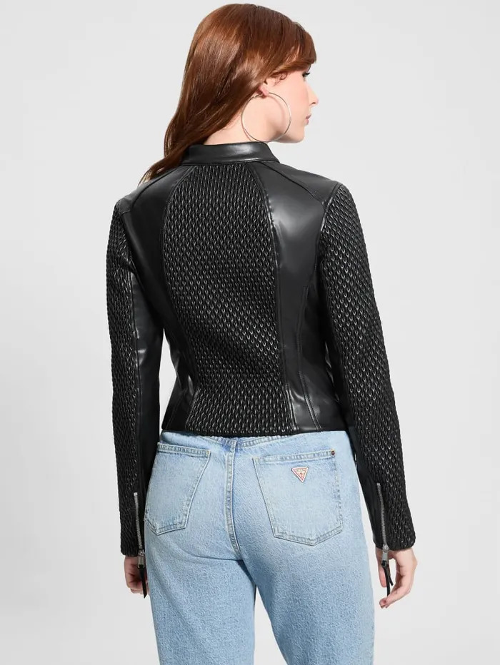 GUESS Jackets and Coats Rivers FauxLeather Moto Jacket Black 8211 Women
