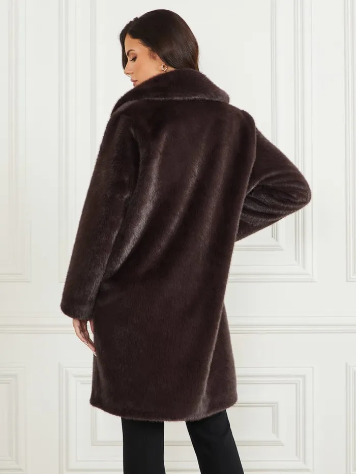 GUESS Jackets Bianca FauxFur Coat Brown 8211 Women