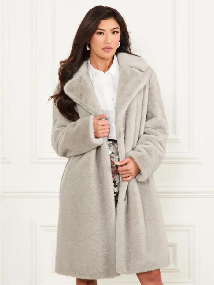 GUESS Jackets Bianca FauxFur Coat Brown 8211 Women