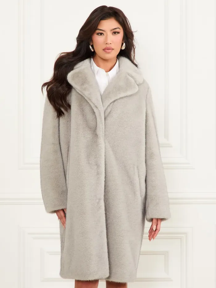 GUESS Jackets Bianca FauxFur Coat Brown 8211 Women