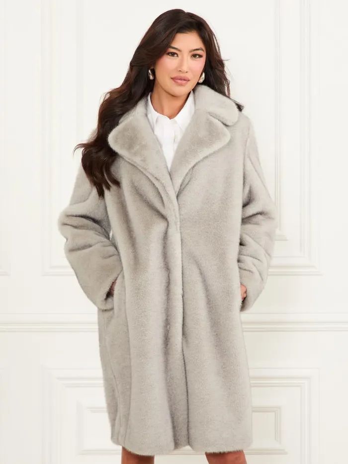 GUESS Jackets Bianca FauxFur Coat Brown 8211 Women