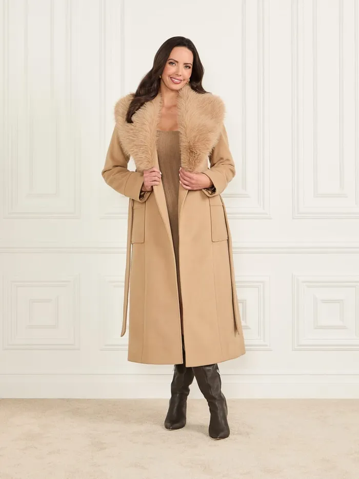 GUESS Jackets Charlize WoolBlend Coat Beige 8211 Women