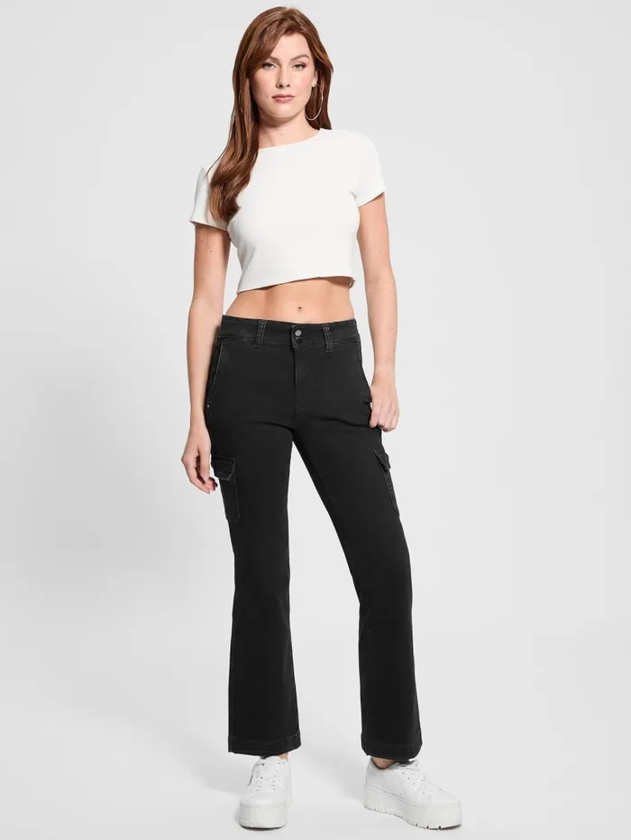 GUESS Jeans and Denim Cargo Mini Bootcut Jeans Black 8211 Women