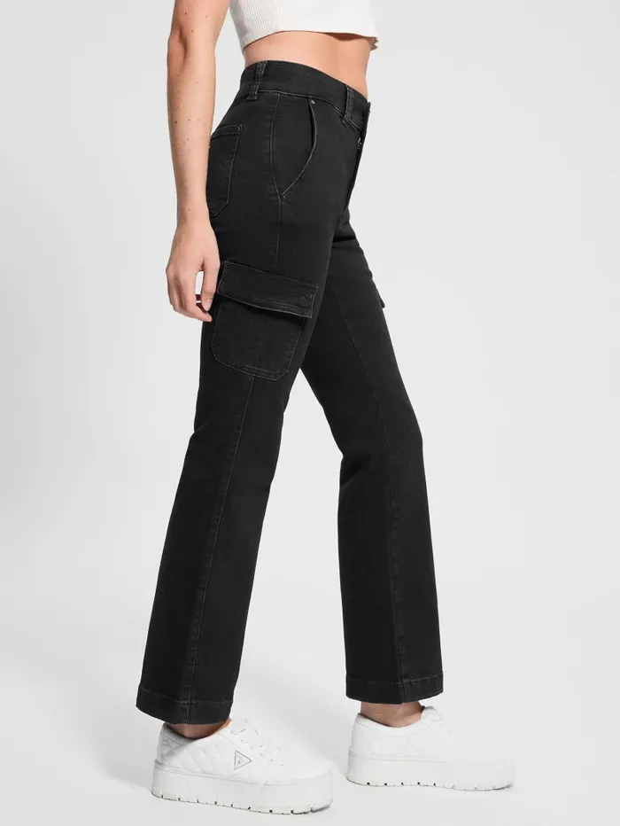 GUESS Jeans and Denim Cargo Mini Bootcut Jeans Black 8211 Women