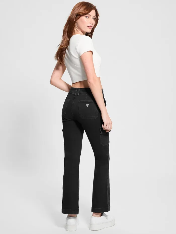 GUESS Jeans and Denim Cargo Mini Bootcut Jeans Black 8211 Women