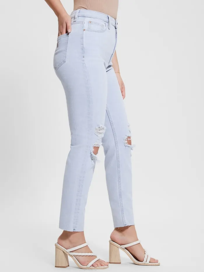 GUESS Jeans and Denim Eco Destroyed Mom Jeans Blue 8211 Women