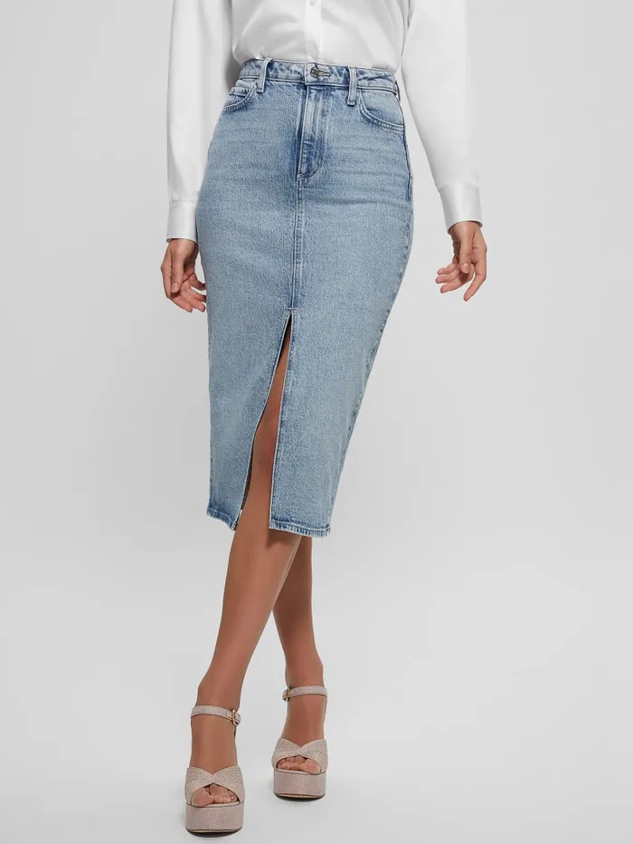 GUESS Jeans and Denim Mila Denim Midi Skirt Blue 8211 Women