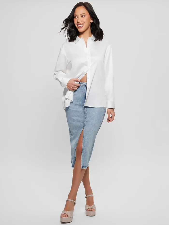 GUESS Jeans and Denim Mila Denim Midi Skirt Blue 8211 Women