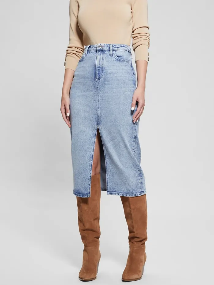 GUESS Jeans and Denim Mila Denim Midi Skirt Blue 8211 Women