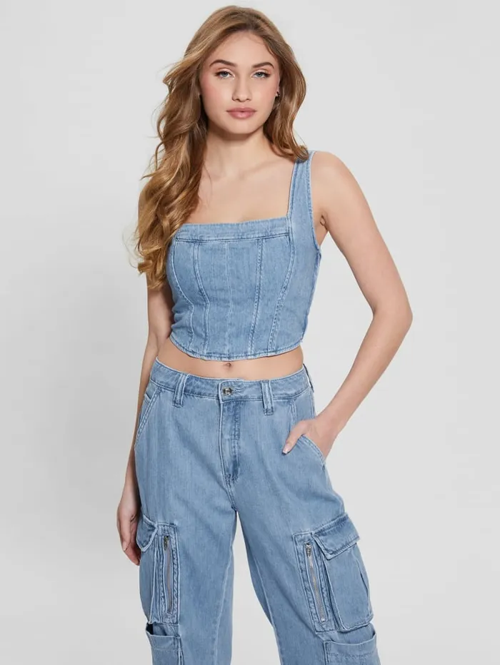 GUESS Jeans and Denim Neil Denim Bustier Blue 8211 Women