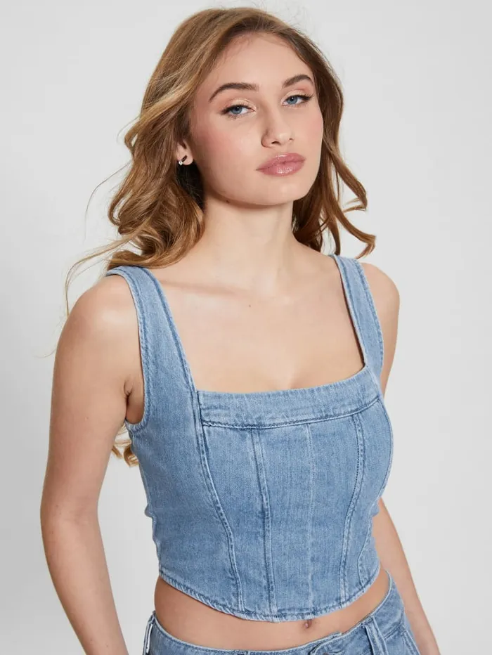 GUESS Jeans and Denim Neil Denim Bustier Blue 8211 Women