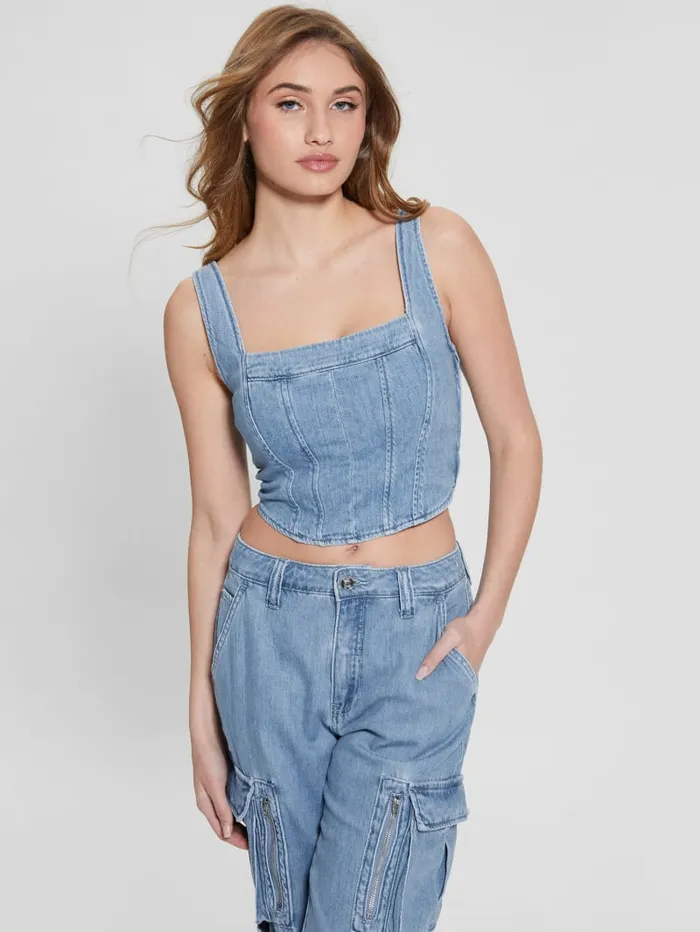 GUESS Jeans and Denim Neil Denim Bustier Blue 8211 Women