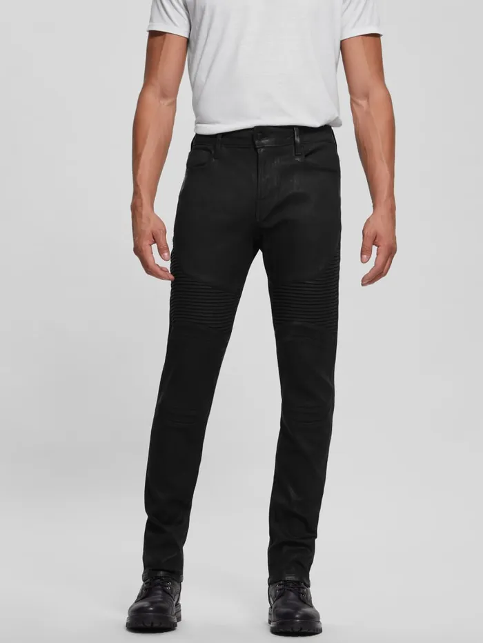 GUESS Jeans and Denim Tapered Moto Jeans Black 8211 Men