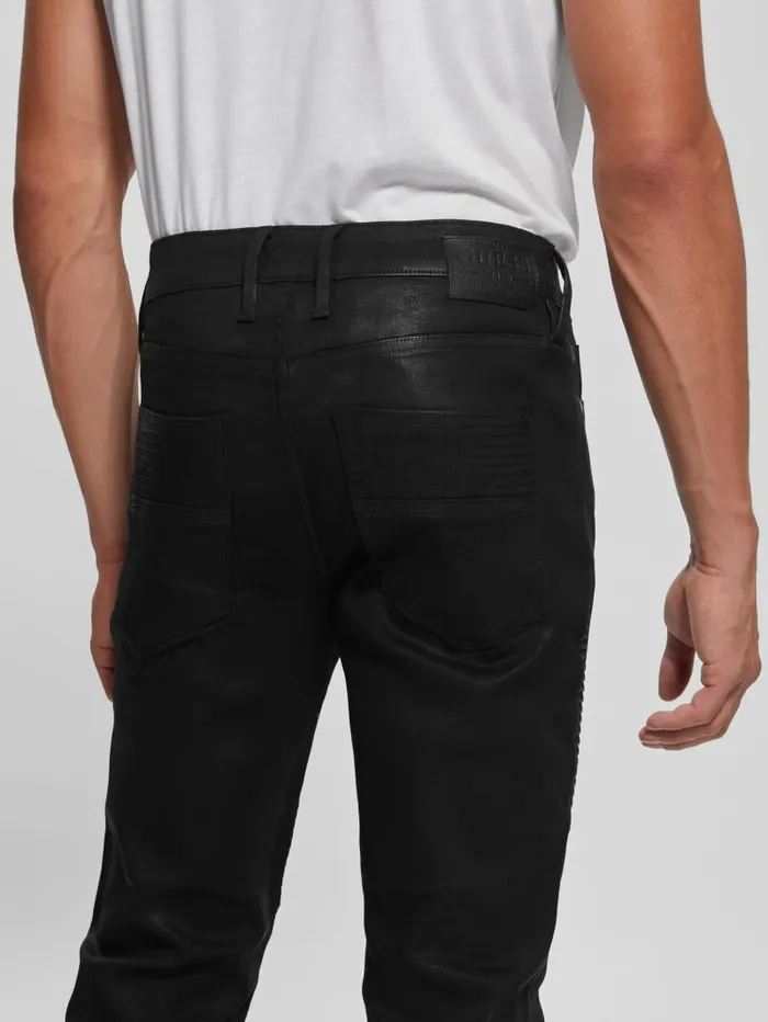 GUESS Jeans and Denim Tapered Moto Jeans Black 8211 Men