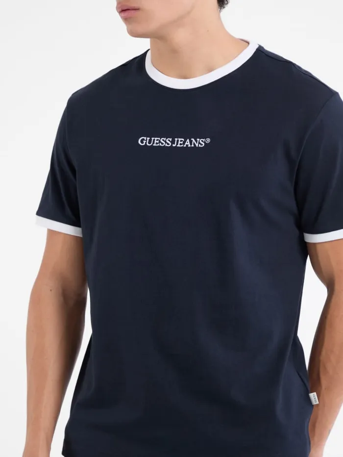 GUESS Men Eco Crewneck Logo Tee Blue 8211 Men