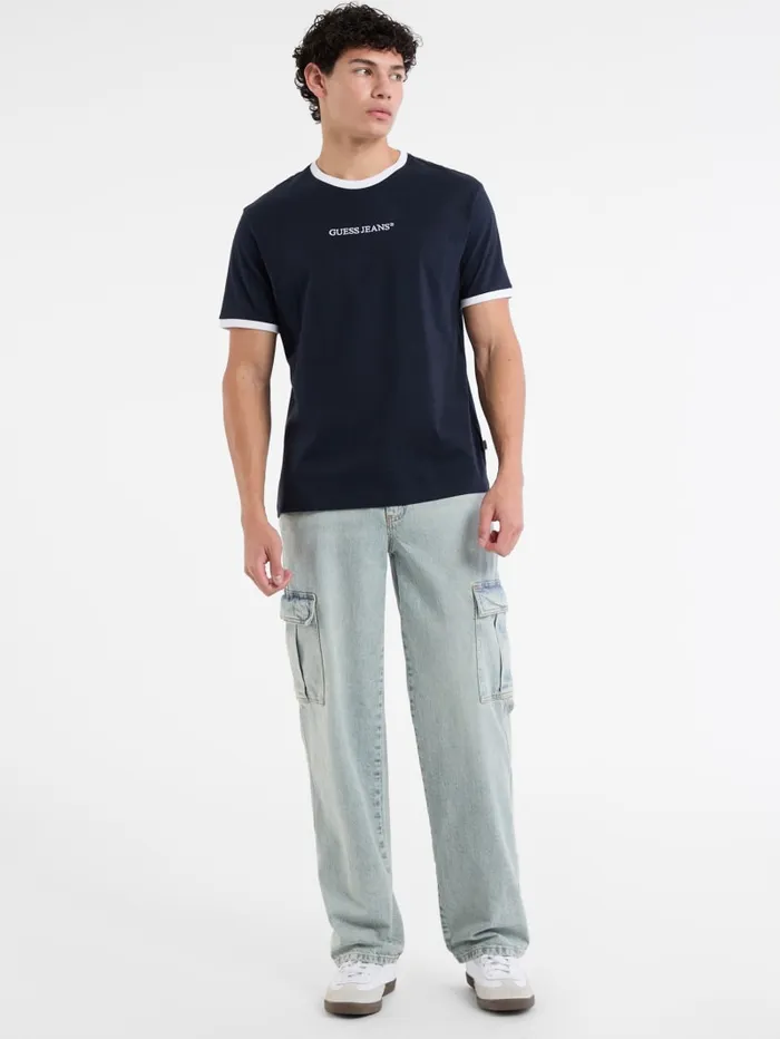 GUESS Men Eco Crewneck Logo Tee Blue 8211 Men