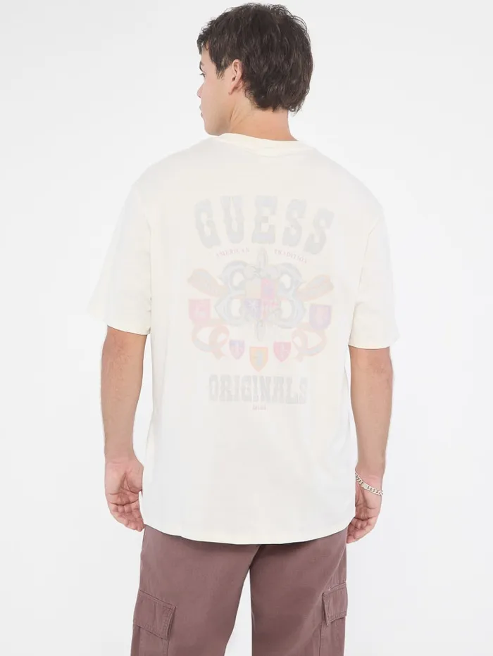 GUESS Men Originals Varsity Graphic Tee White 8211 Men