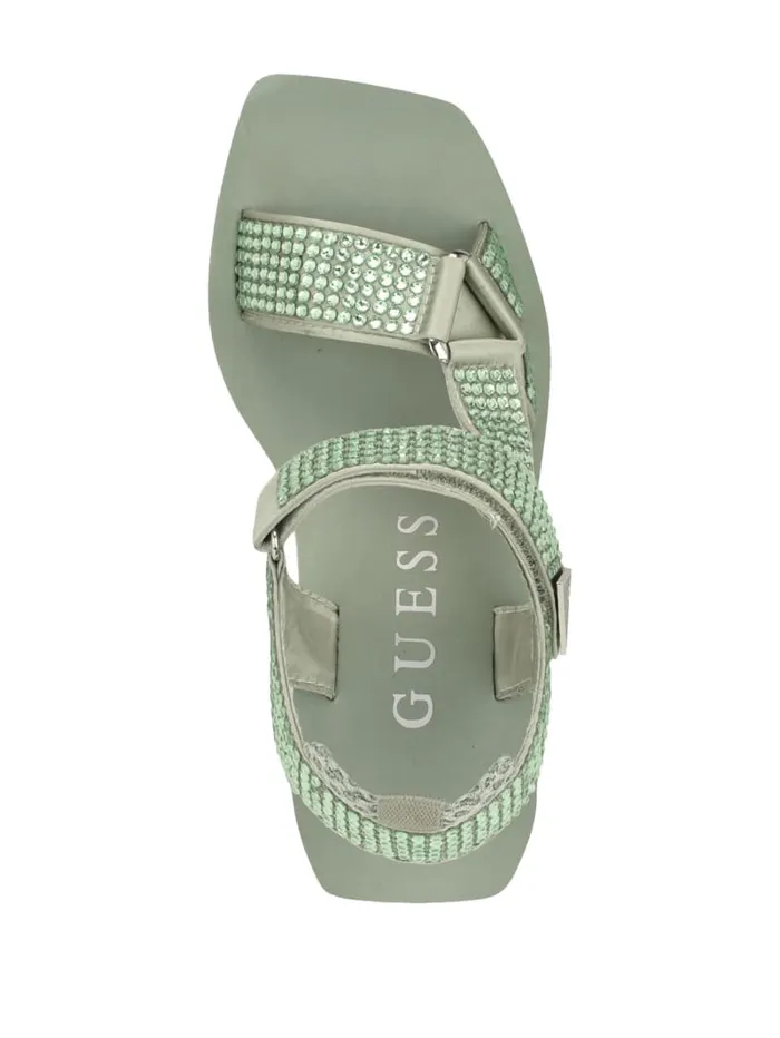 GUESS Sale Dawsin Rhinestone Wedges Green 8211 Women