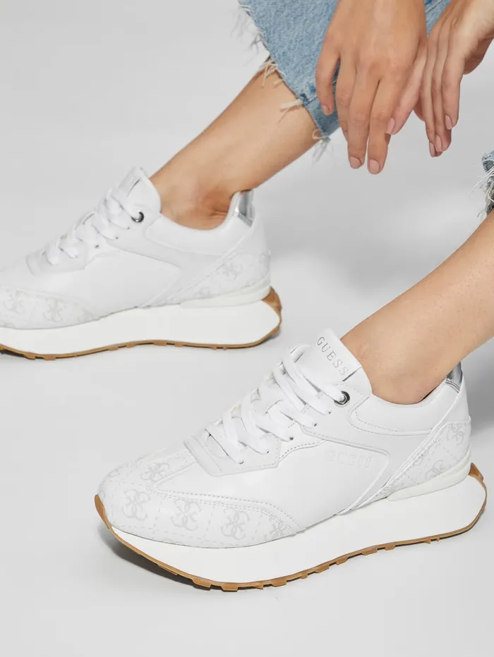 GUESS Sale Luchia Logo Pop Joggers White 8211 Women
