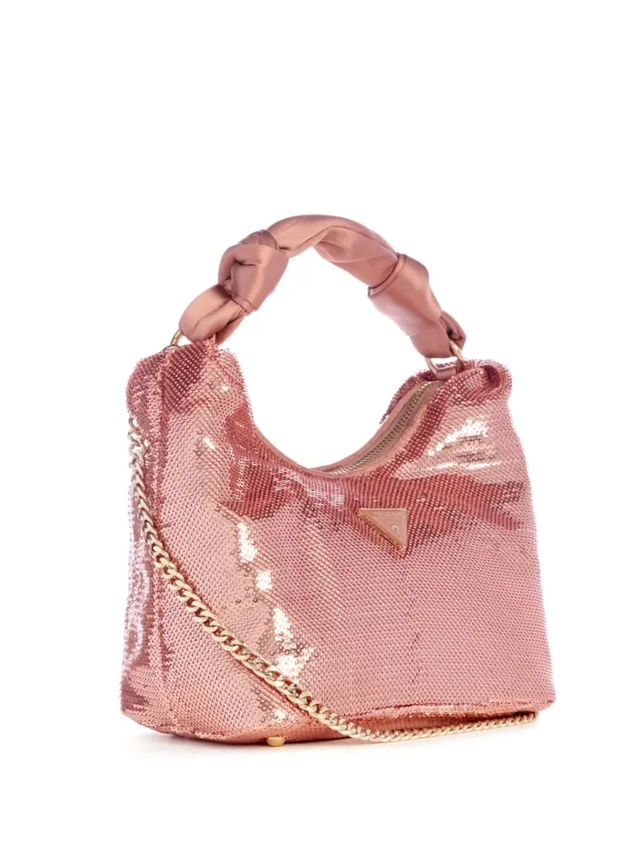 GUESS Sale Velina Sequin Hobo Bag Black 8211 Women