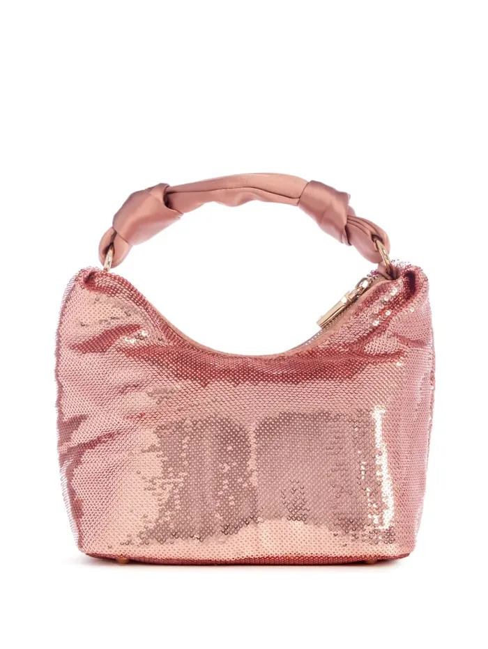 GUESS Sale Velina Sequin Hobo Bag Black 8211 Women