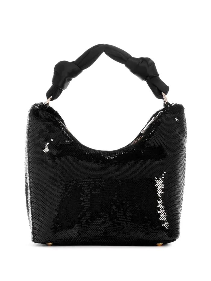 GUESS Sale Velina Sequin Hobo Bag Black 8211 Women
