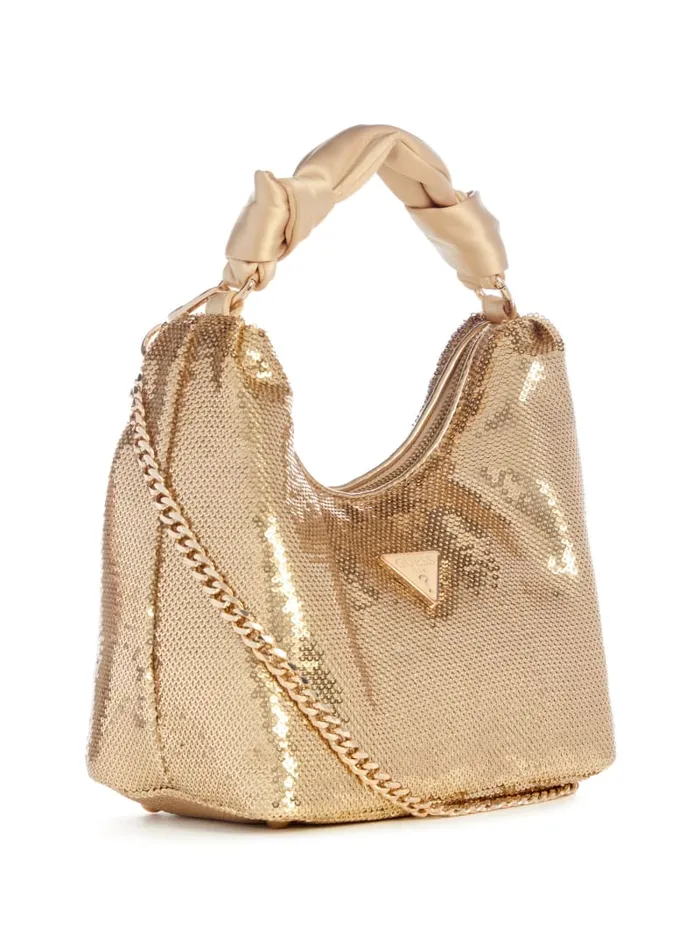GUESS Sale Velina Sequin Hobo Bag Black 8211 Women