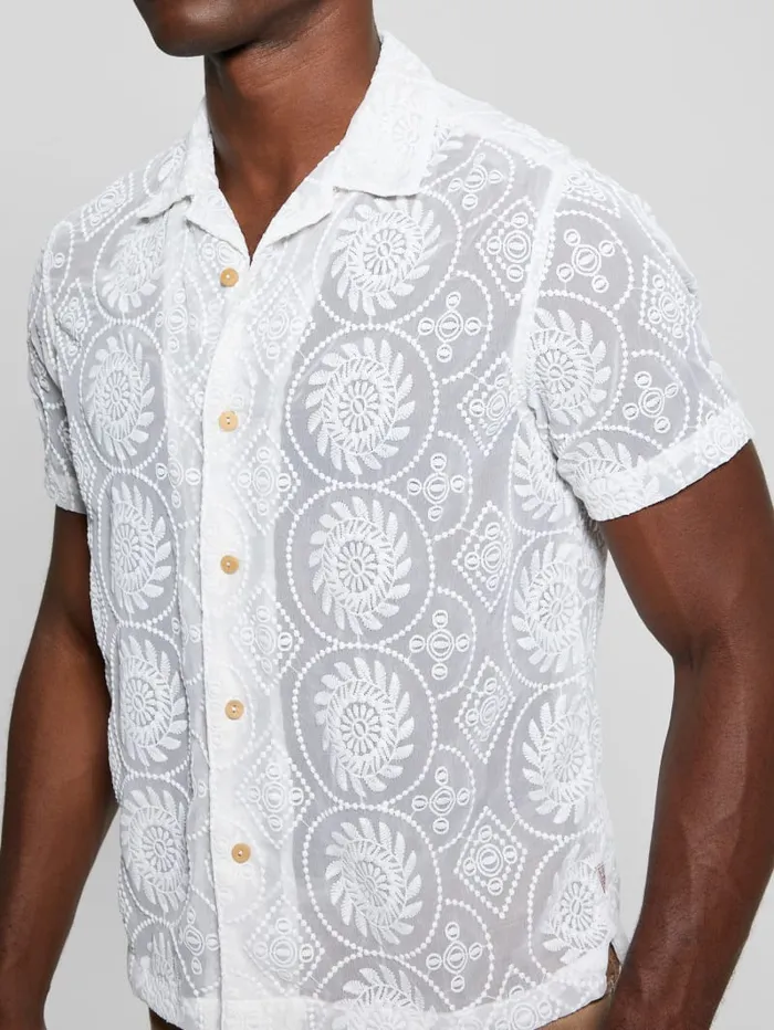 GUESS Shirts Emory Embroidery Shirt White 8211 Men