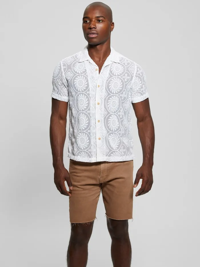 GUESS Shirts Emory Embroidery Shirt White 8211 Men
