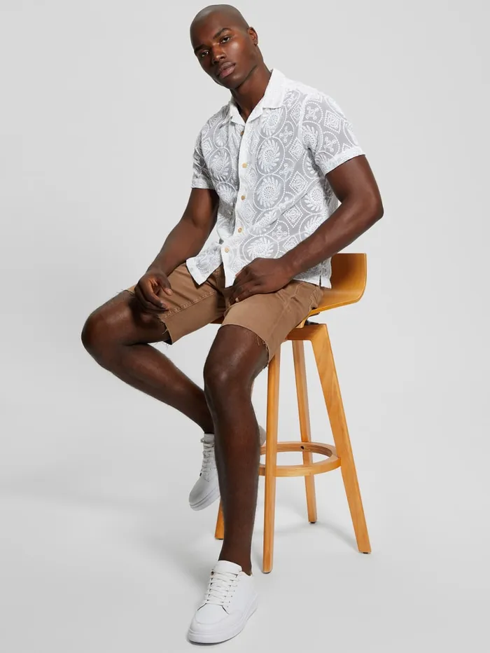 GUESS Shirts Emory Embroidery Shirt White 8211 Men