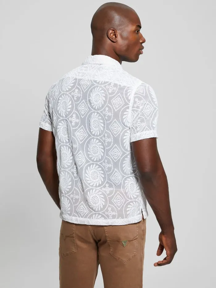 GUESS Shirts Emory Embroidery Shirt White 8211 Men